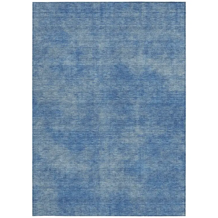 10' X 14' Blue Washable Indoor Outdoor Area Rug