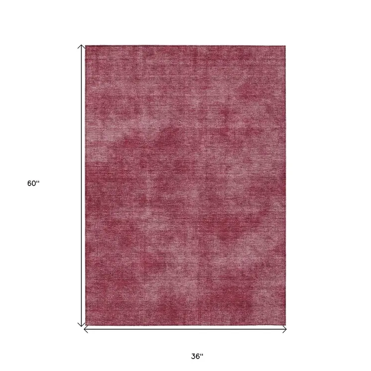 3' X 5' Red Washable Indoor Outdoor Area Rug