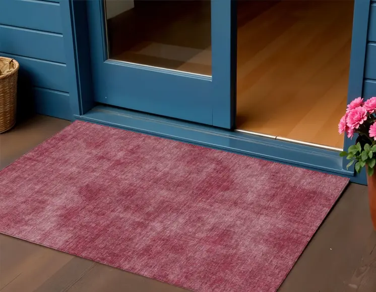 3' X 5' Red Washable Indoor Outdoor Area Rug