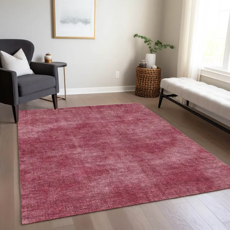 3' X 5' Red Washable Indoor Outdoor Area Rug