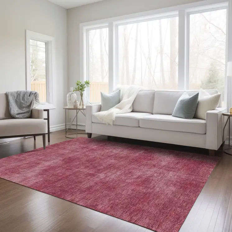 3' X 5' Red Washable Indoor Outdoor Area Rug
