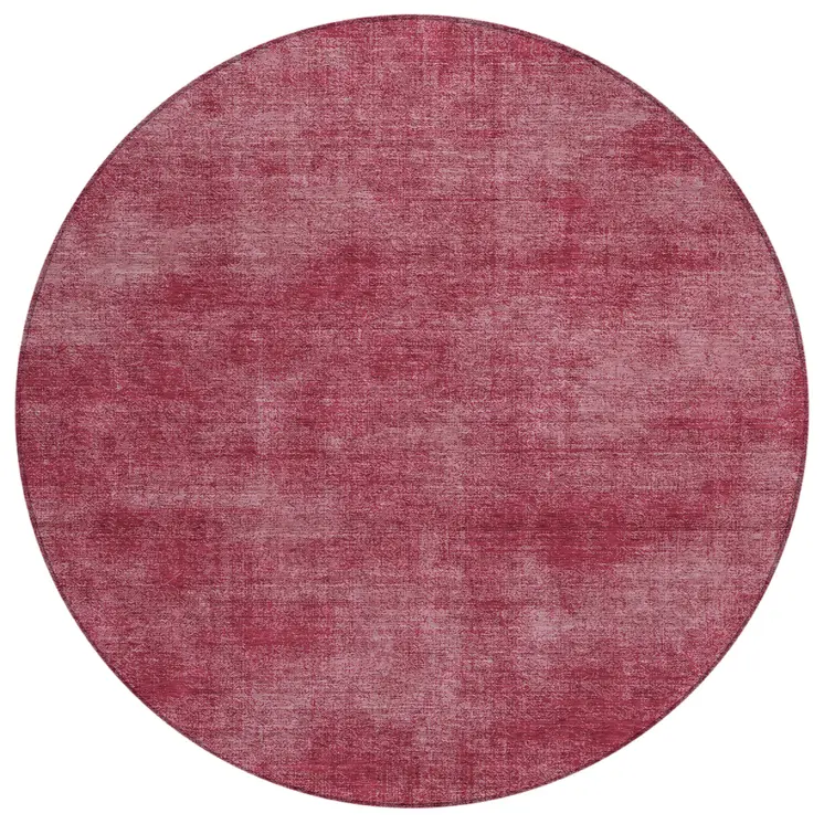 8' Red Round Washable Indoor Outdoor Area Rug
