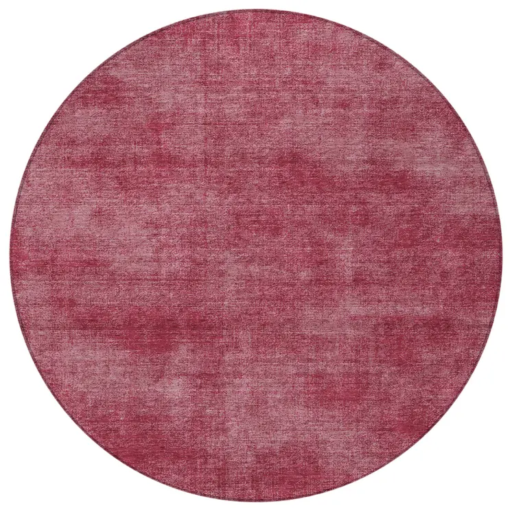 8' Red Round Washable Indoor Outdoor Area Rug