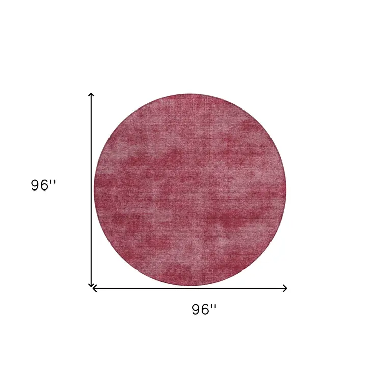 8' Red Round Washable Indoor Outdoor Area Rug