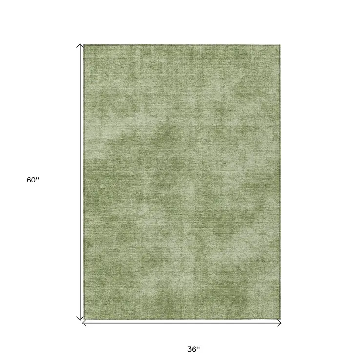 3' X 5' Green Washable Indoor Outdoor Area Rug