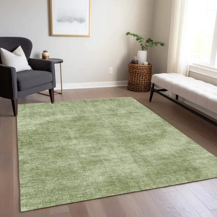 3' X 5' Green Washable Indoor Outdoor Area Rug
