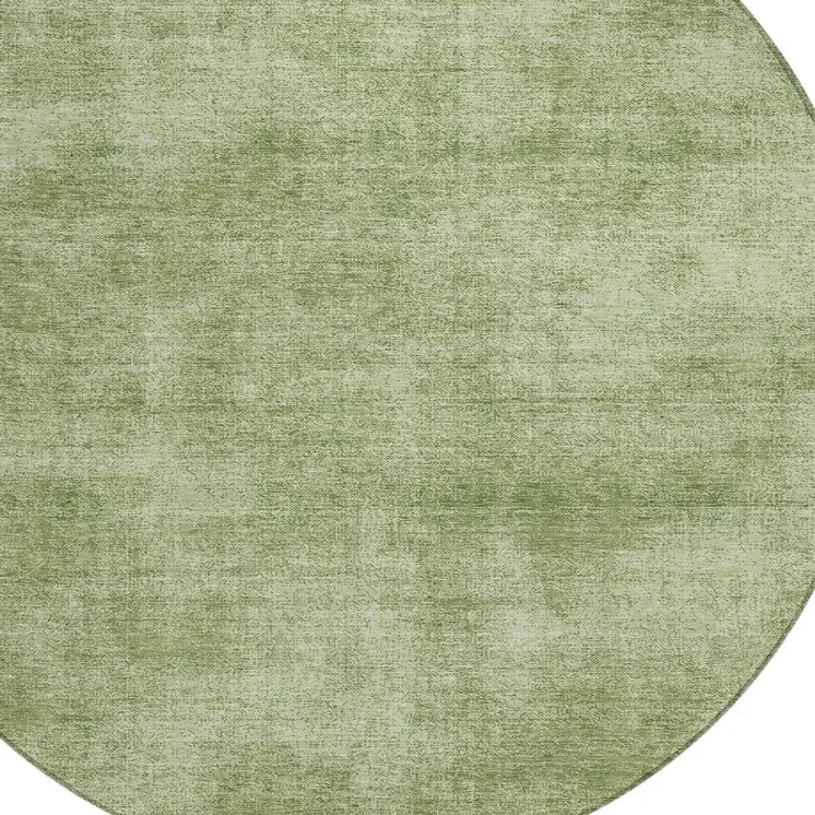8' Green Round Washable Indoor Outdoor Area Rug