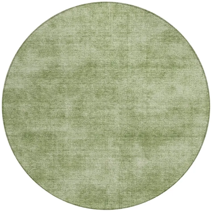 8' Green Round Washable Indoor Outdoor Area Rug