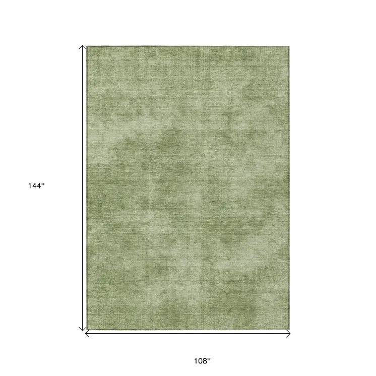 9' X 12' Green Washable Indoor Outdoor Area Rug