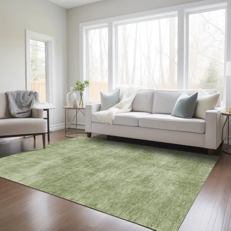 9' X 12' Green Washable Indoor Outdoor Area Rug