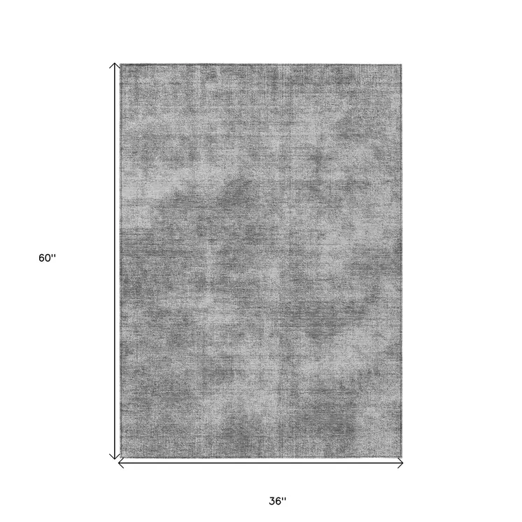 3' X 5' Gray Washable Indoor Outdoor Area Rug