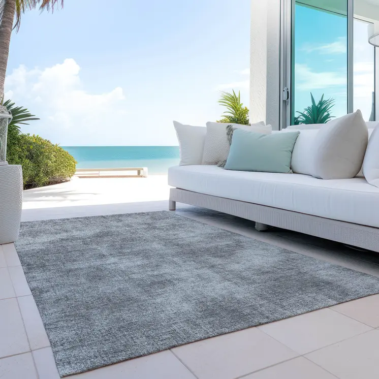 9' X 12' Gray Washable Indoor Outdoor Area Rug