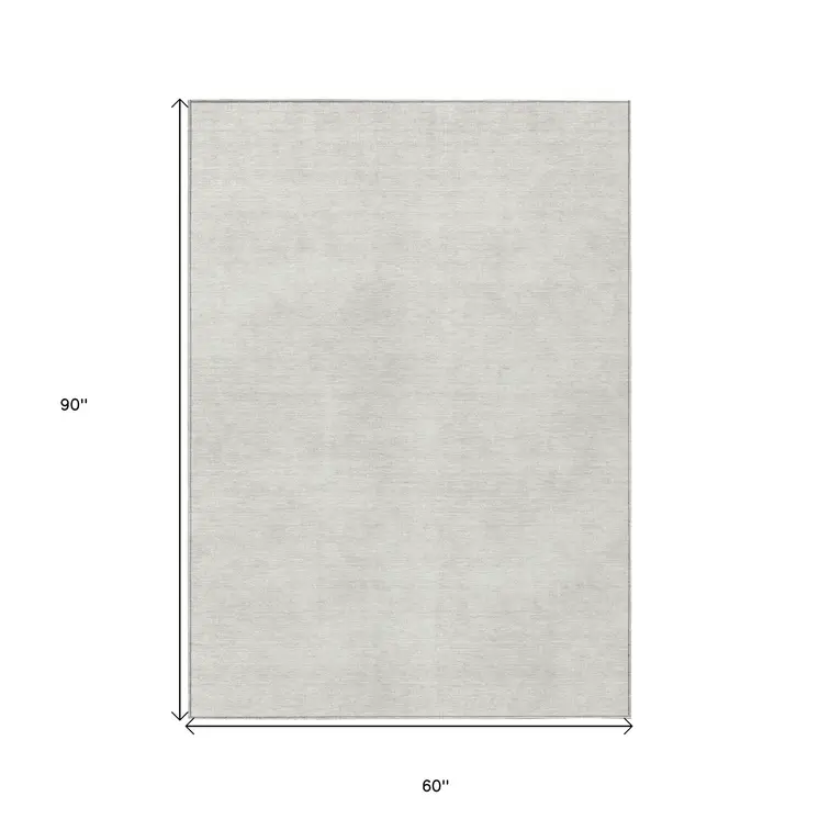 5' X 8' Ivory Washable Indoor Outdoor Area Rug