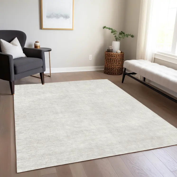 10' X 14' Ivory Washable Indoor Outdoor Area Rug