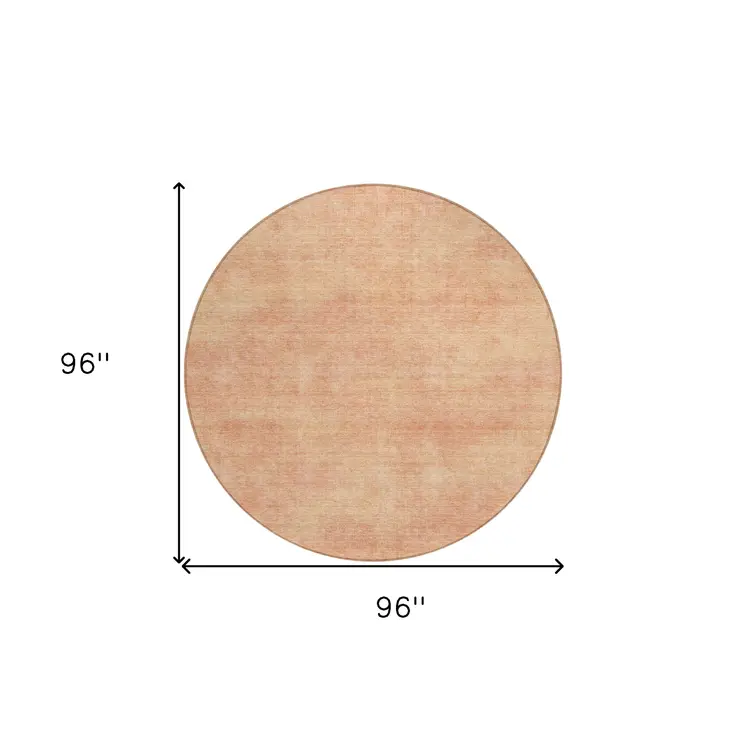 8' Peach Round Washable Indoor Outdoor Area Rug