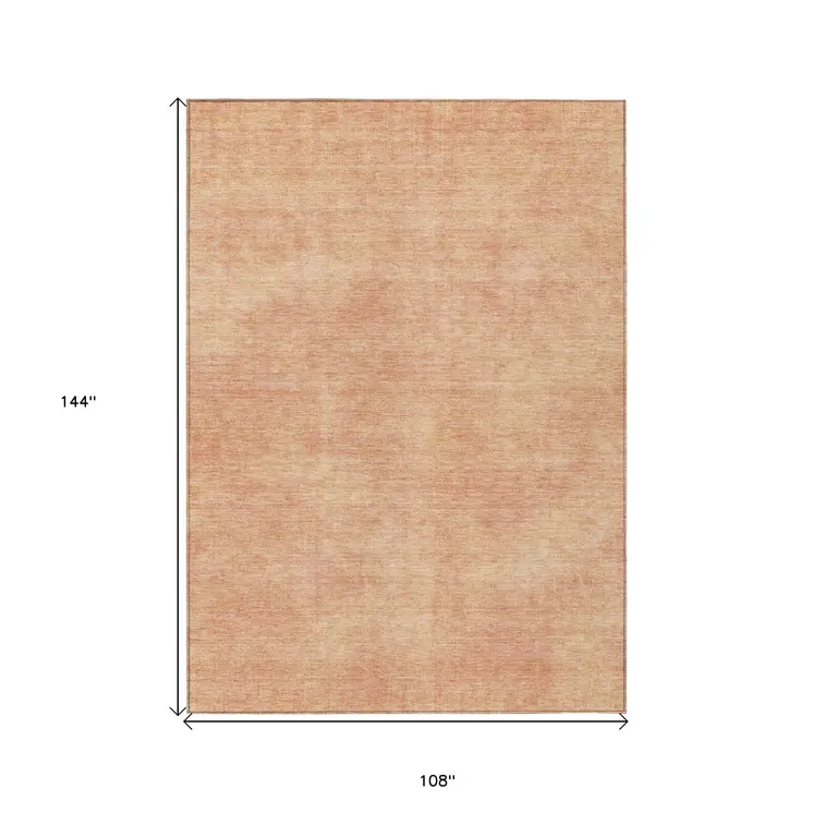 9' X 12' Peach Washable Indoor Outdoor Area Rug