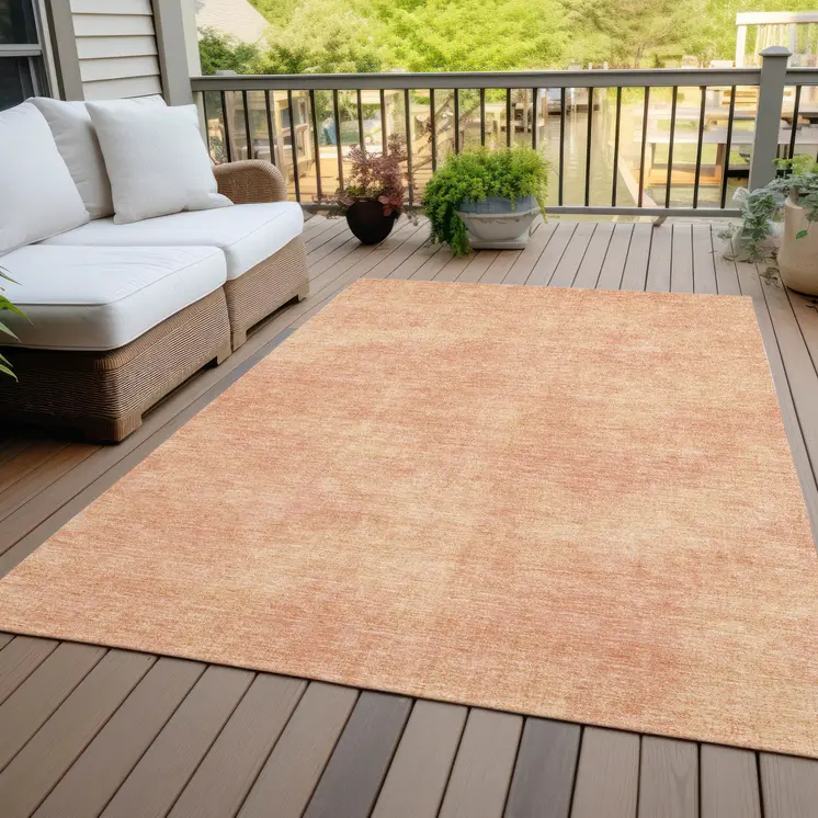 9' X 12' Peach Washable Indoor Outdoor Area Rug
