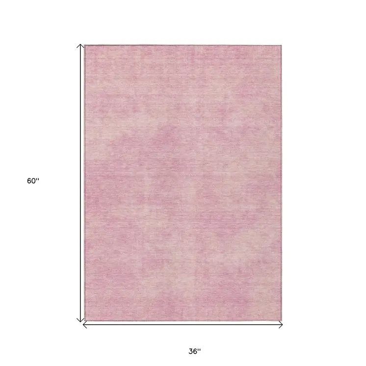3' X 5' Pink Washable Indoor Outdoor Area Rug