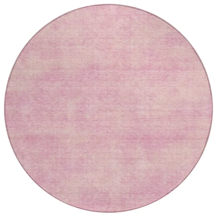 8' Pink Round Washable Indoor Outdoor Area Rug