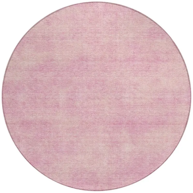 8' Pink Round Washable Indoor Outdoor Area Rug