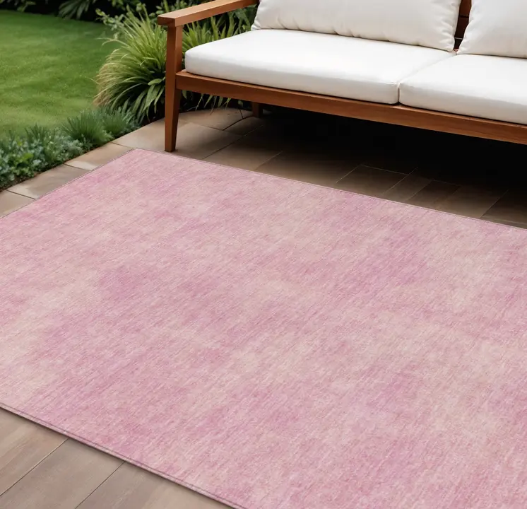 8' X 10' Pink Washable Indoor Outdoor Area Rug