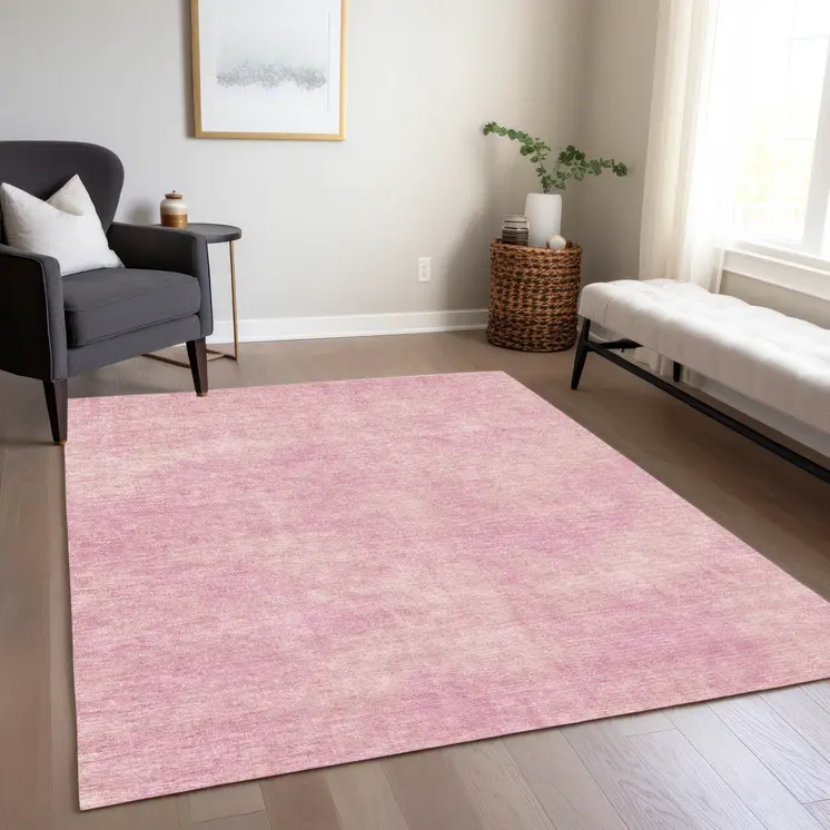 8' X 10' Pink Washable Indoor Outdoor Area Rug