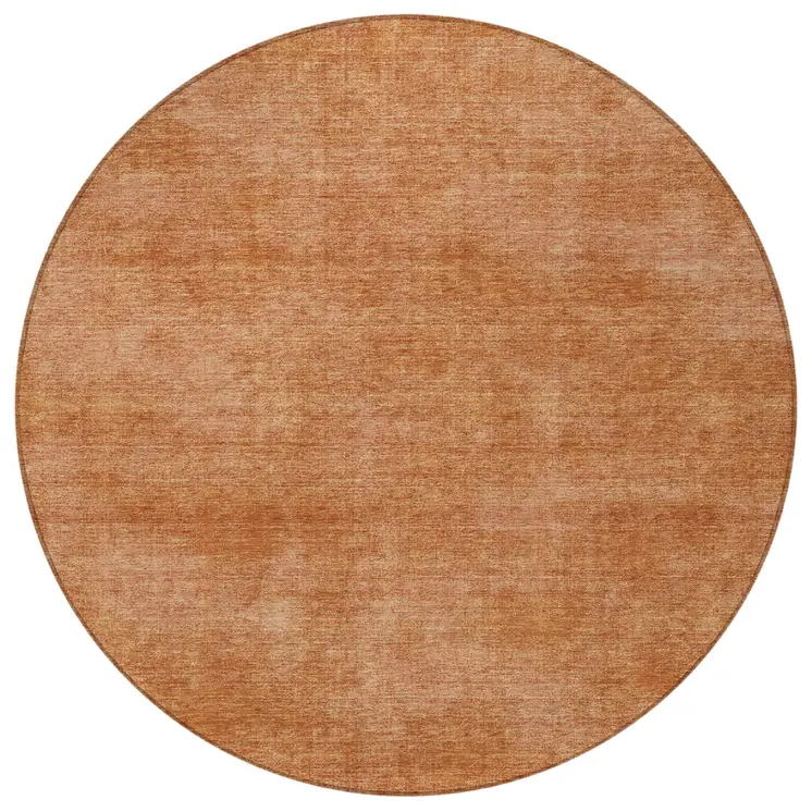 8' Brown Round Washable Indoor Outdoor Area Rug