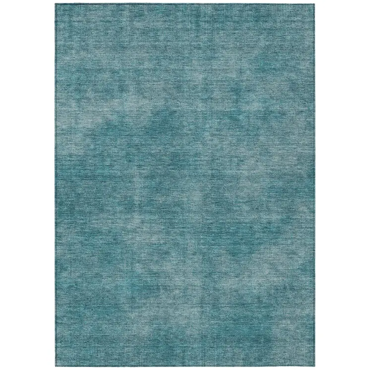 10' X 14' Teal Blue Washable Indoor Outdoor Area Rug