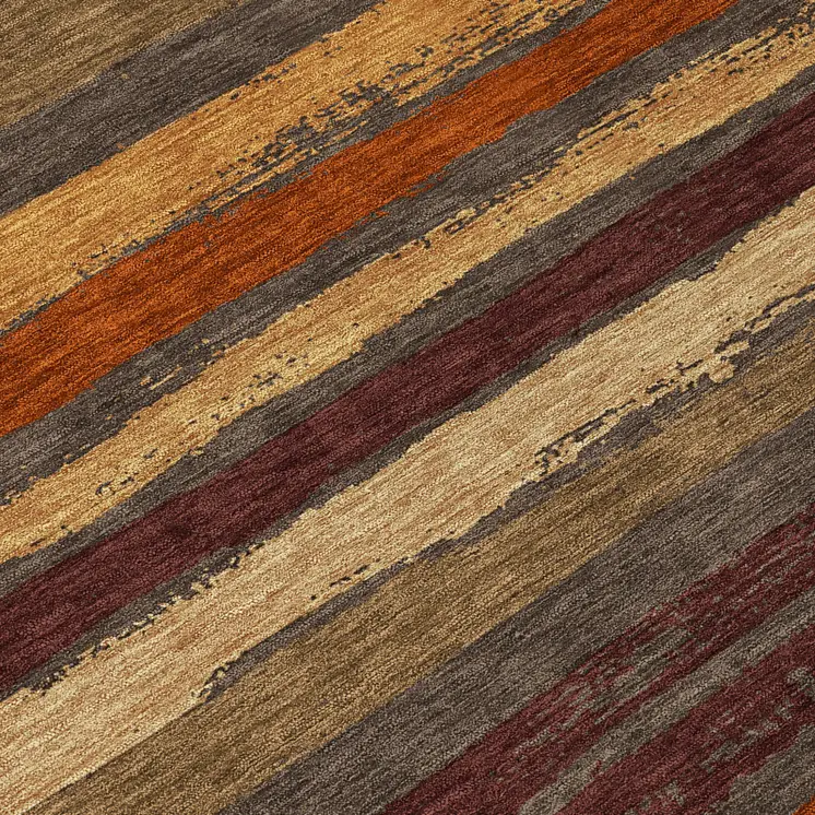 8' Chocolate Beige And Copper Round Striped Washable Indoor Outdoor Area Rug