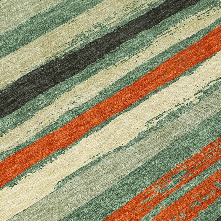 10' X 14' Sage Black And Red Striped Washable Indoor Outdoor Area Rug