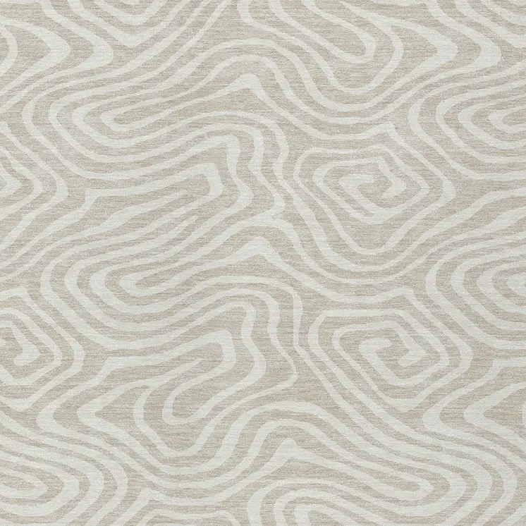 5' X 8' Beige And Linen Abstract Washable Indoor Outdoor Area Rug