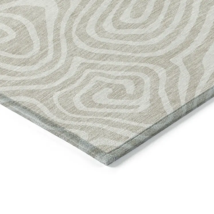 8' X 10' Beige And Linen Abstract Washable Indoor Outdoor Area Rug