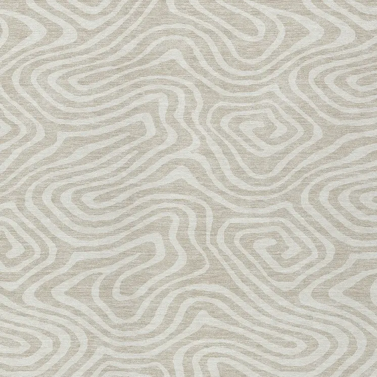 9' X 12' Beige And Linen Abstract Washable Indoor Outdoor Area Rug
