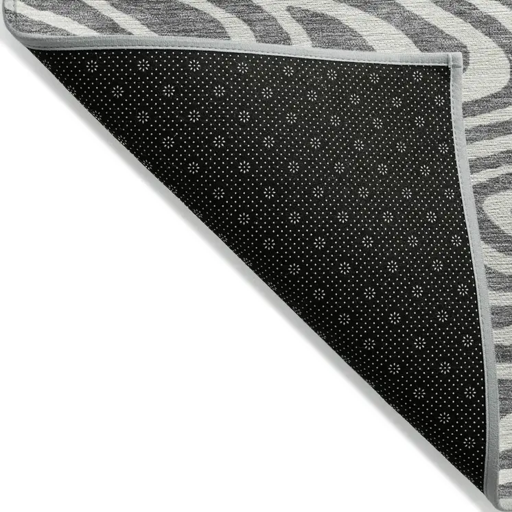 5' X 8' Gray And Ivory Abstract Washable Indoor Outdoor Area Rug