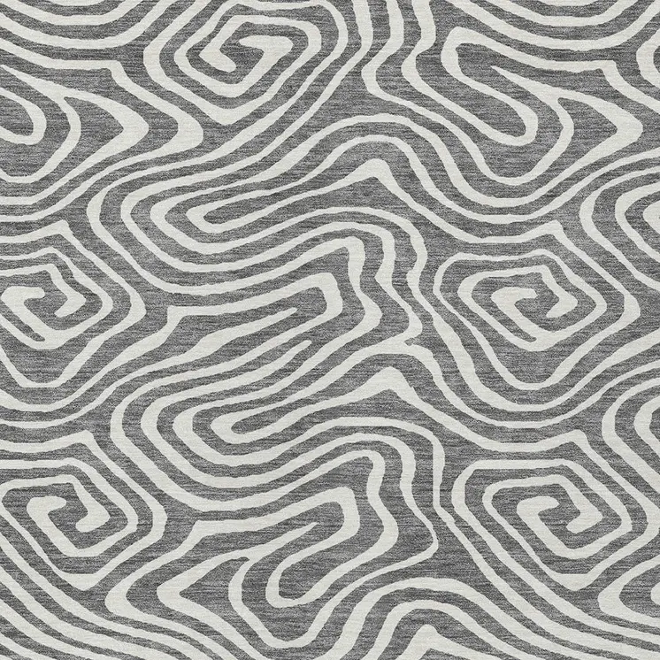 8' X 10' Gray And Ivory Abstract Washable Indoor Outdoor Area Rug