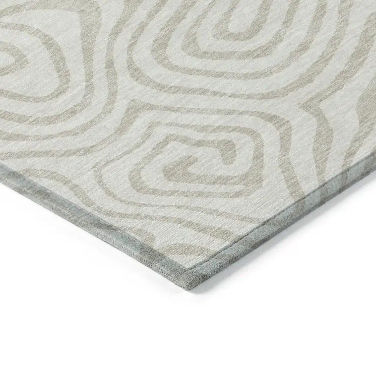 9' X 12' Ivory And Beige Abstract Washable Indoor Outdoor Area Rug