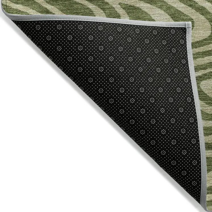 10' X 14' Olive Green And Light Green Abstract Washable Indoor Outdoor Area Rug