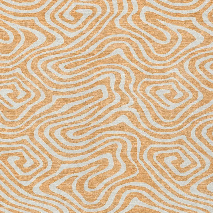 8' X 10' Peach And Ivory Abstract Washable Indoor Outdoor Area Rug