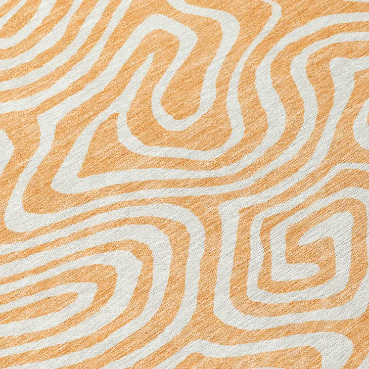 10' X 14' Peach And Ivory Abstract Washable Indoor Outdoor Area Rug