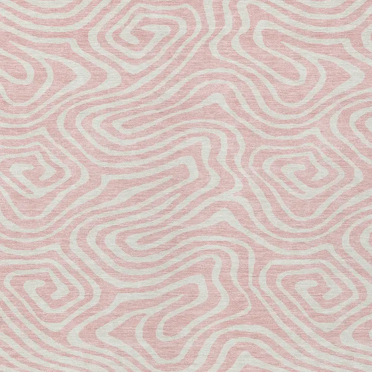 5' X 8' Pink And Gray Abstract Washable Indoor Outdoor Area Rug