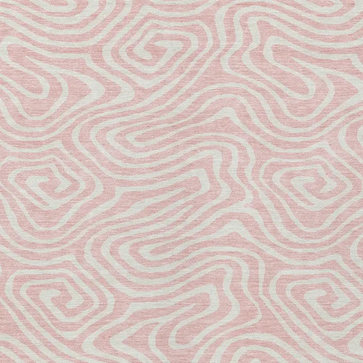 9' X 12' Pink And Gray Abstract Washable Indoor Outdoor Area Rug