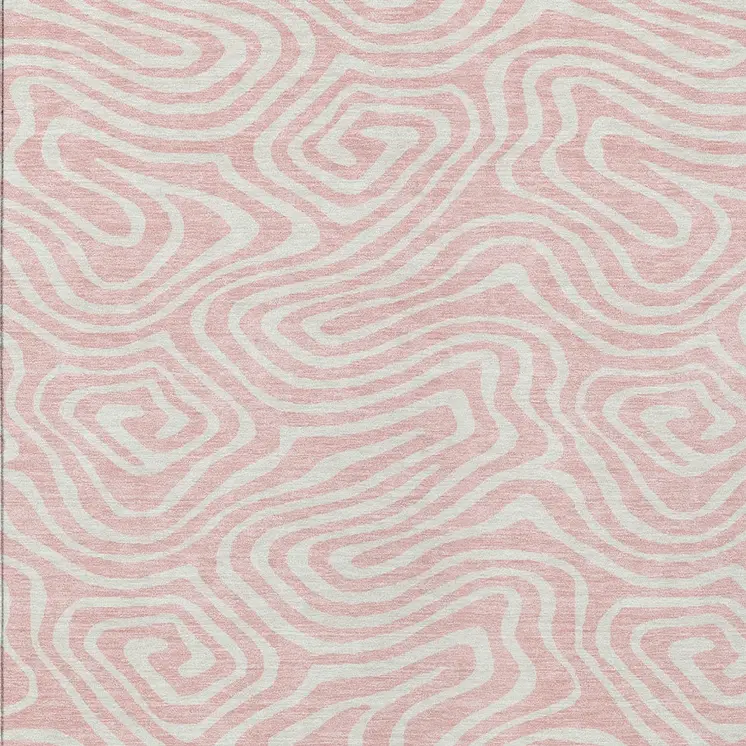 10' X 14' Pink And Gray Abstract Washable Indoor Outdoor Area Rug