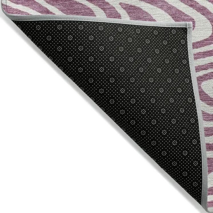 5' X 8' Plum And Ivory Abstract Washable Indoor Outdoor Area Rug