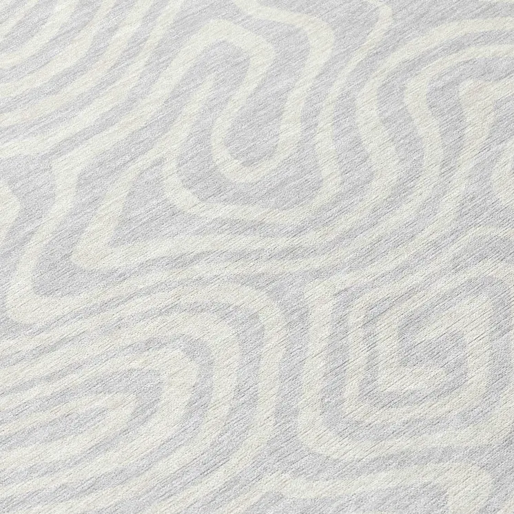 8' Silver And Gray Round Abstract Washable Indoor Outdoor Area Rug