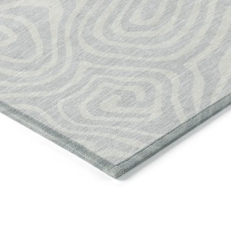 8' X 10' Silver And Gray Abstract Washable Indoor Outdoor Area Rug