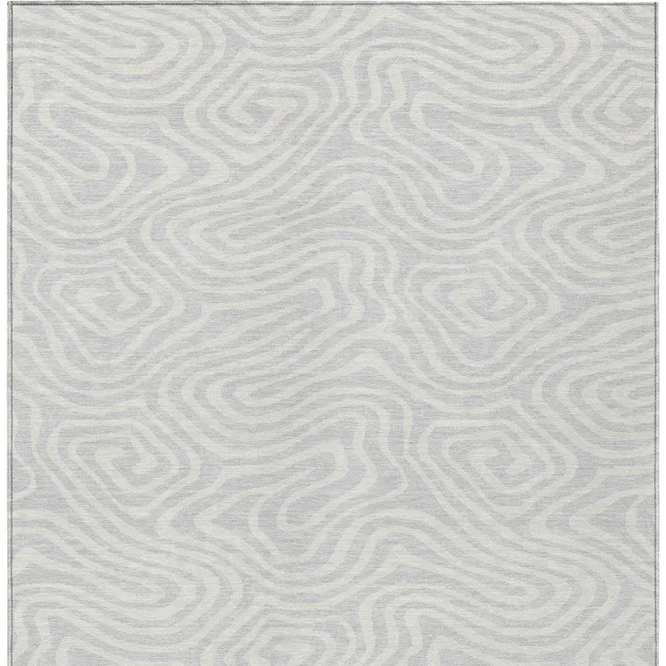 10' X 14' Silver And Gray Abstract Washable Indoor Outdoor Area Rug