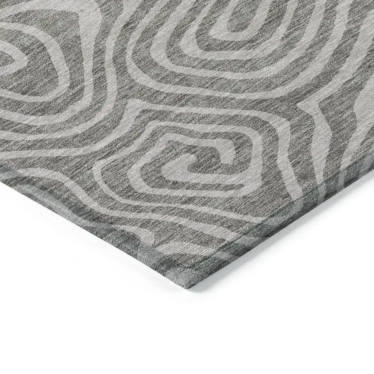 9' X 12' Taupe And Gray Abstract Washable Indoor Outdoor Area Rug