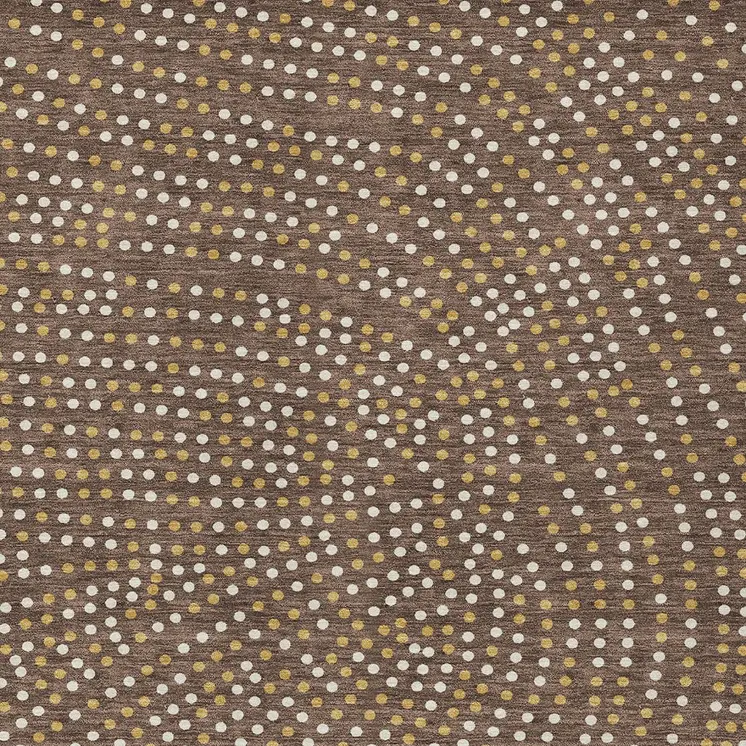 8' X 10' Brown Gold And Ivory Polka Dot Washable Indoor Outdoor Area Rug