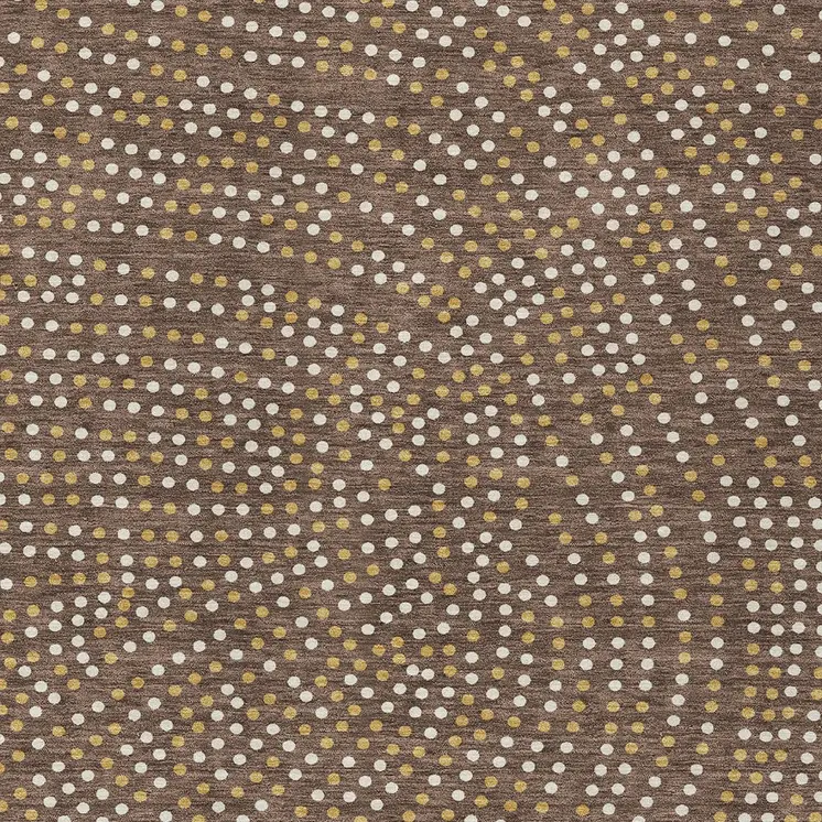 9' X 12' Brown Gold And Ivory Polka Dot Washable Indoor Outdoor Area Rug