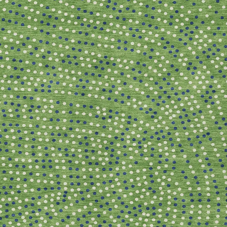3' X 5' Green Blue And Ivory Polka Dot Washable Indoor Outdoor Area Rug